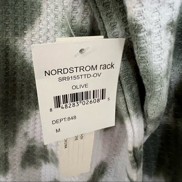 New Sweet Romeo Green Tie Dye Waffle Crewneck Long Sleeve Womens size M - Picture 4 of 5